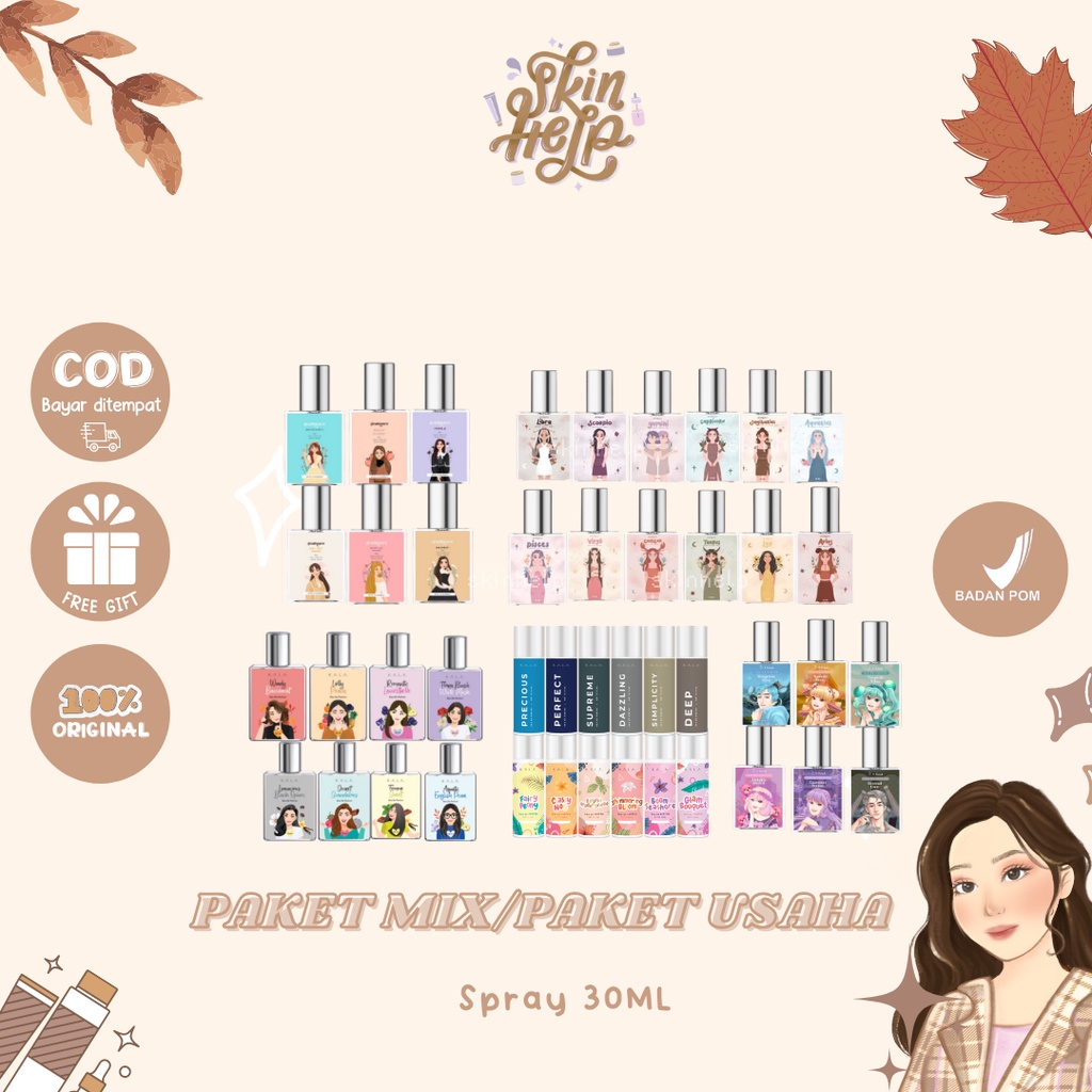 PAKET USAHA PARFUM MIX 30 ml BPOM  KALA MEN/ GIRL PHILE X PERIOD KALA PARFUME PAKET BOX PEWANGI COWO