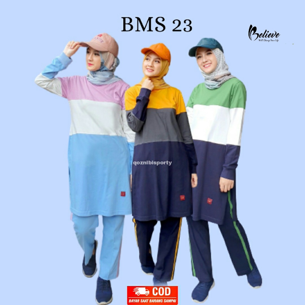 Setelan Baju Olahraga Seragam Senam Jumbo wanita muslimah syari BMS 23
