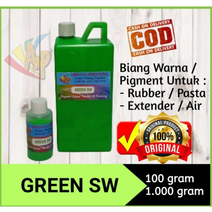 

Produk Terbaru Pigment Fluorescent Green Sw Biang Warna Sablon Hijau Terang 100 Gram