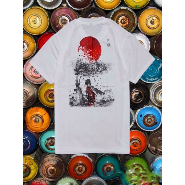 kaos pria/GEISHA POHON/kaos japan