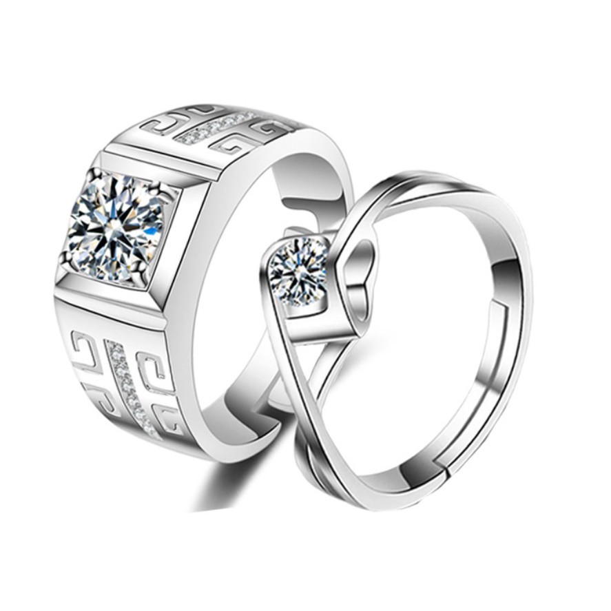 SEPASANG #21 Cincin Couple Anti Karat Sterling Silver 925 Wanita Lamaran Tunangan Kawin S925