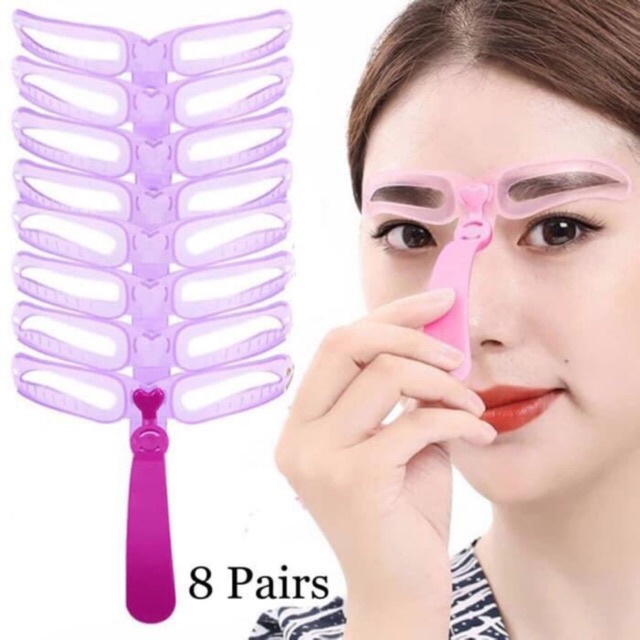 New 8 Versi Cetakan Alis - Sisir Alat Cetak Pembentuk Eyebrow Template CETAK ALIS 8 BENTUK GAGANG