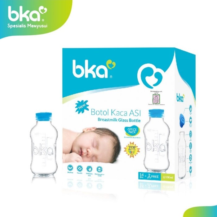 BKA Breastmilk Glass Bottle / Botol Kaca Asi 14+2 Pcs