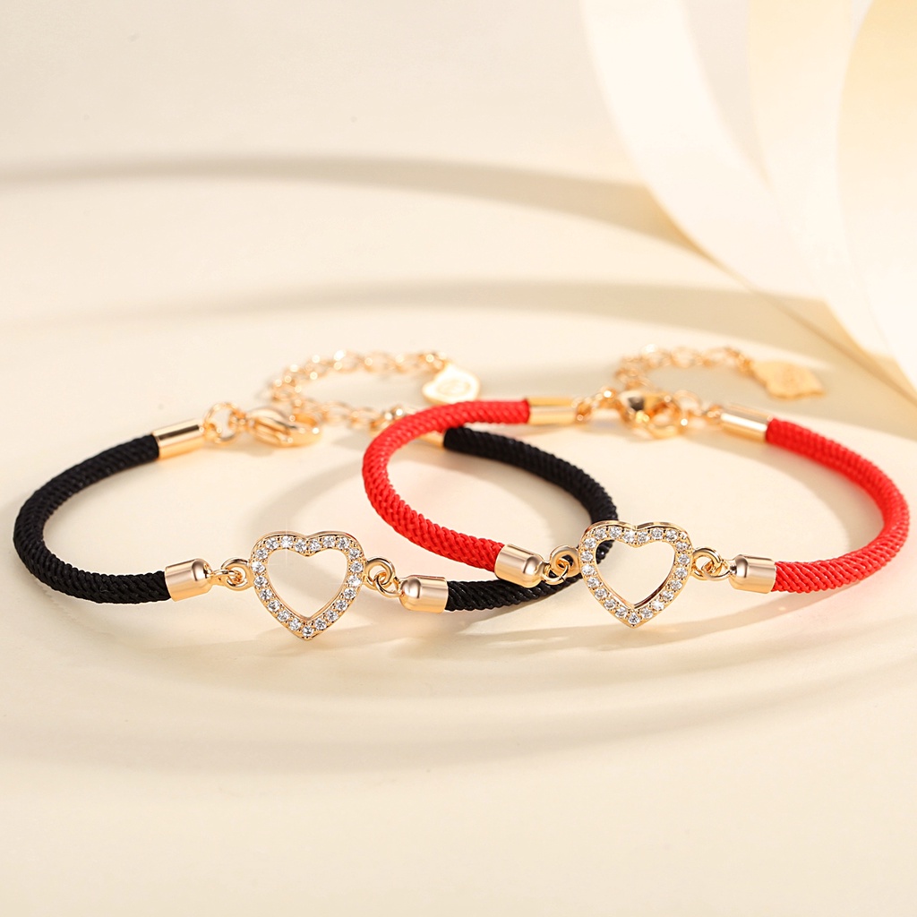 Y661 【COD】 Gelang Tali Desain Wanita Gelang Aksesoris Hitam/Merah Tali Korea Bracelet Anti Luntur