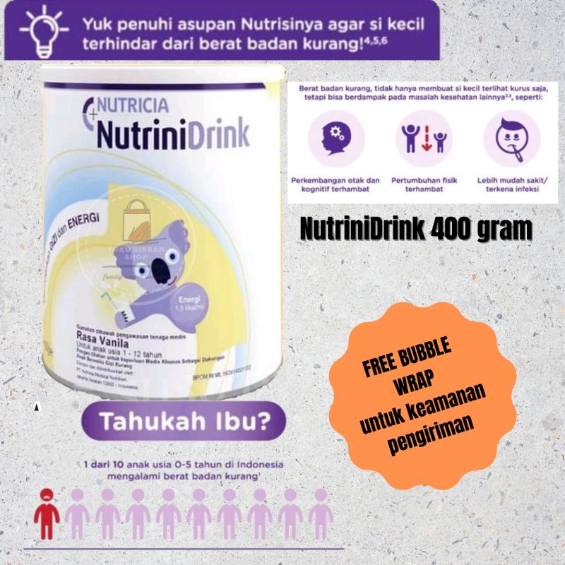 

NUTRICIA NUTRINIDRINK 400 gr Susu Nutrinidrink Vanila 400gr powder