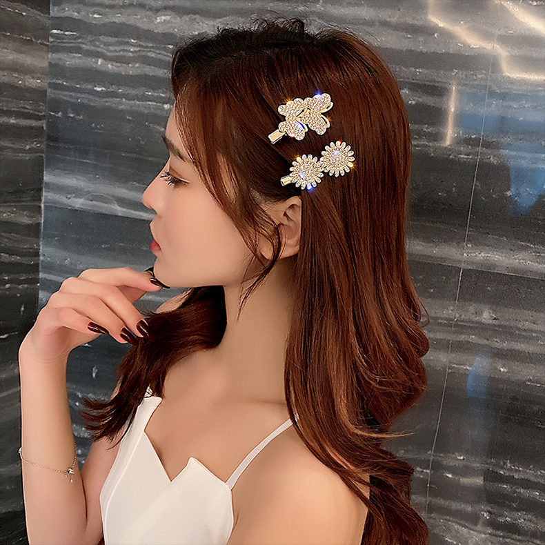 Fashion glitter Berlian Kupu-Kupu Ganda Jepit Rambut Korea duckbill Bentuk Poni Klip