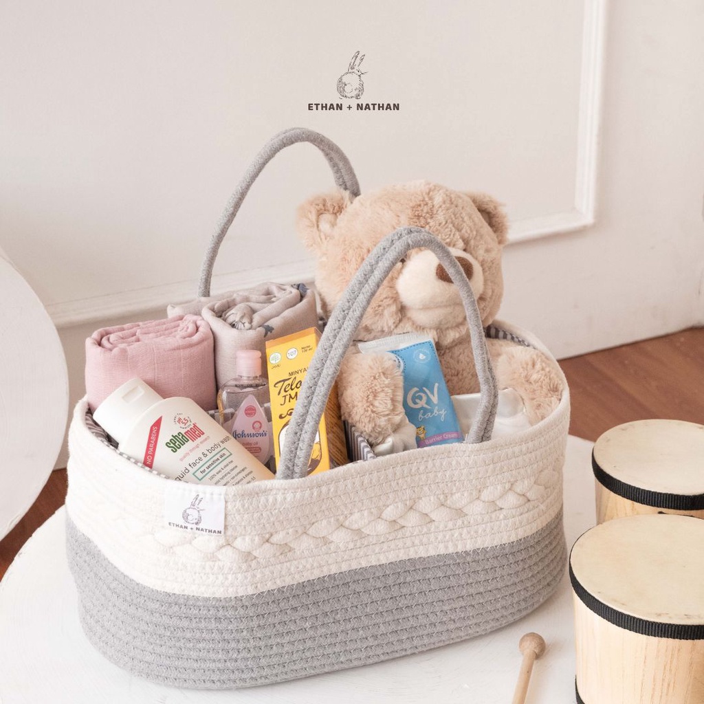 Castle - Ethan + Nathan Caddy Diaper Bag Rope Organizer Bag - Felt - With Strap - Tas Perlengkapan Bayi