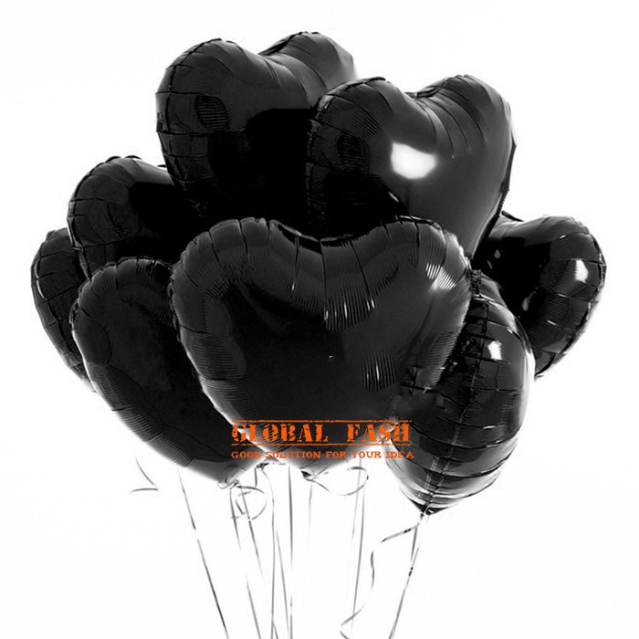 balon foil hati hitam / balon bentuk hati / balon foil love hati hitam