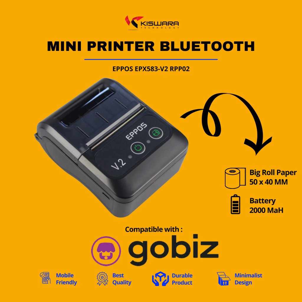 Mini Printer Bluetooth EPPOS EPX583-V2 RPP02 support GOBIZ