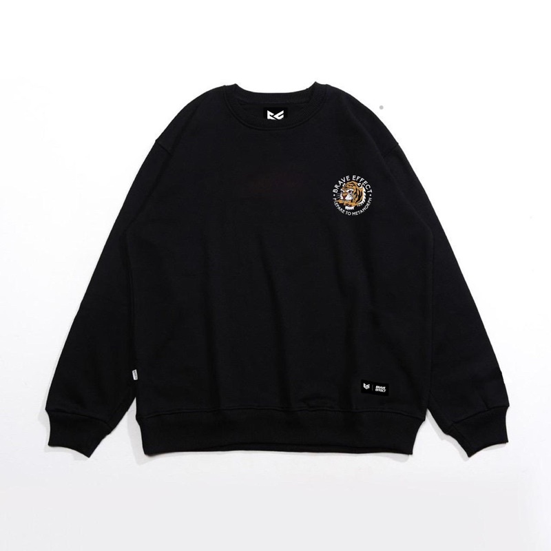 (BISA COD) BRAVE EFFECT Crewneck Bordir Sweater Jaket Hoodie Pria Wanita Premium Hodie Switer Suiter-Brve CN - TIGER
