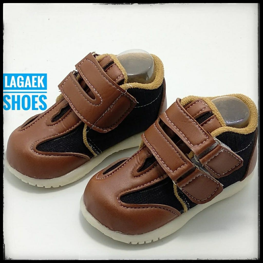 Sepatu Anak Laki Usia 1 2 3 4 Tahun Size 22 - 30 - Sepatu Boots Anak Cowok Jeans Kombinasi COKLAT SALE