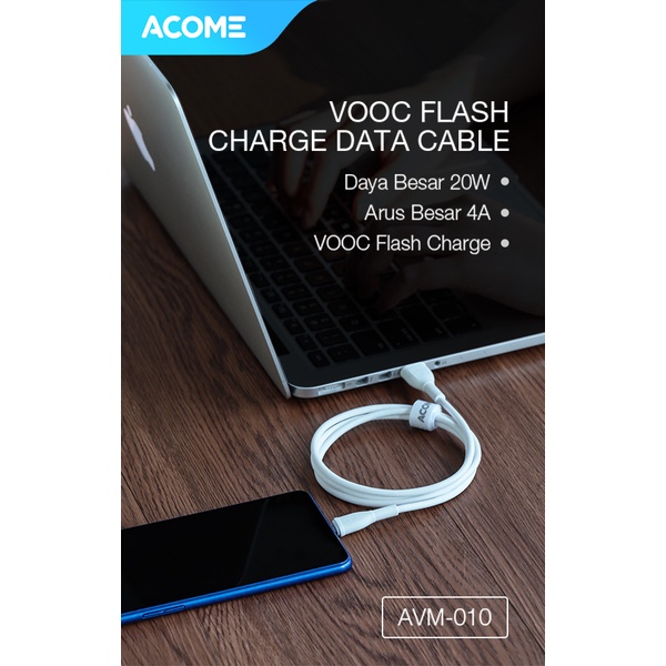 ACOME Kabel Micro USB Support OPPO VOOC Fast Charging Arus Maksimal 4A Support VOOC Garansi Resmi 1 Tahun AVM-010