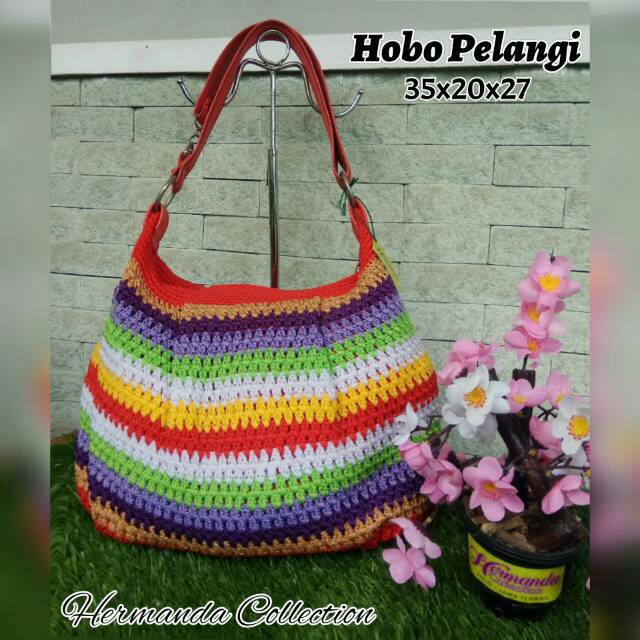 Tas Rajut Handmade Hobo Pelangi