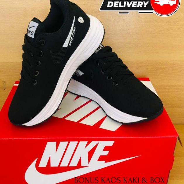 Top Produk.. Sepatu Sekolah Sneakers Nike Anak Perempuan Laki SD SMA Warna Hitam Polos Wanita
