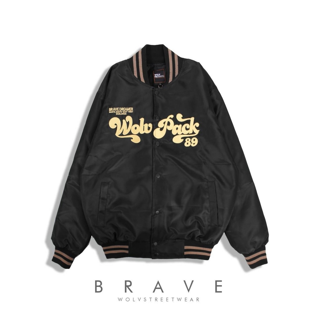 JAKET VARSITY WOLV BRAVE / JAKET VARSITY PRIA WANITA / JAKET MOTIF FULLTAG PREMIUM / JAKET VARSITY MURAH BANDUNG