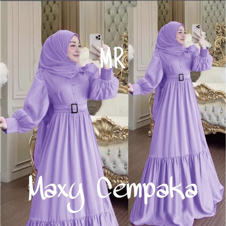 Baju Gamis Lebaran Remaja Lengan Balon Lilac Terbaru 2022 Maxi Dress Muslim Kondangan Kekinian Termu