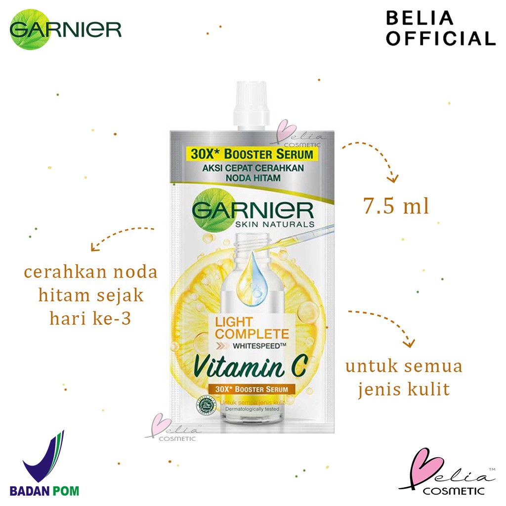 ❤ BELIA ❤ Garnier Bright Complete Vitamin C 30x Booster Serum 30mL |  7.5mL (✔️BPOM)