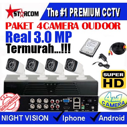Paket CCTV 4Channel 4 Kamera Outdoor