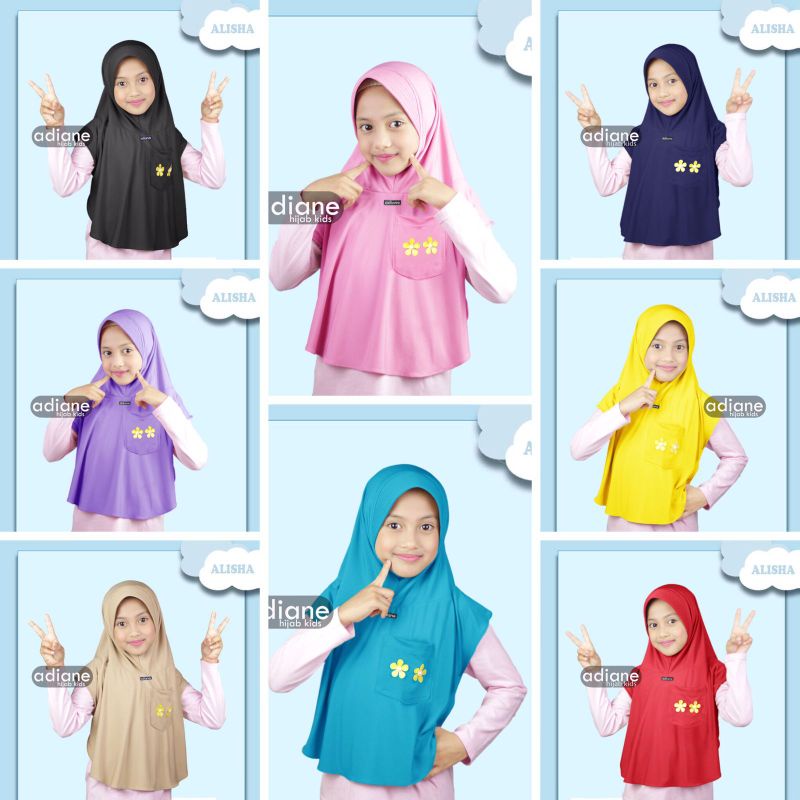 00161| Adiane Hijab Anak | Jilbab Anak Model Alisha Size M