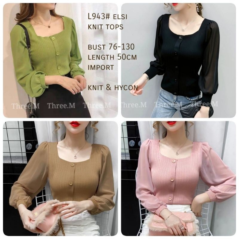 MDLV~L943 ELSI KNIT TOPS LENGAN PANJANG // WOMEN FASHION IMPORT