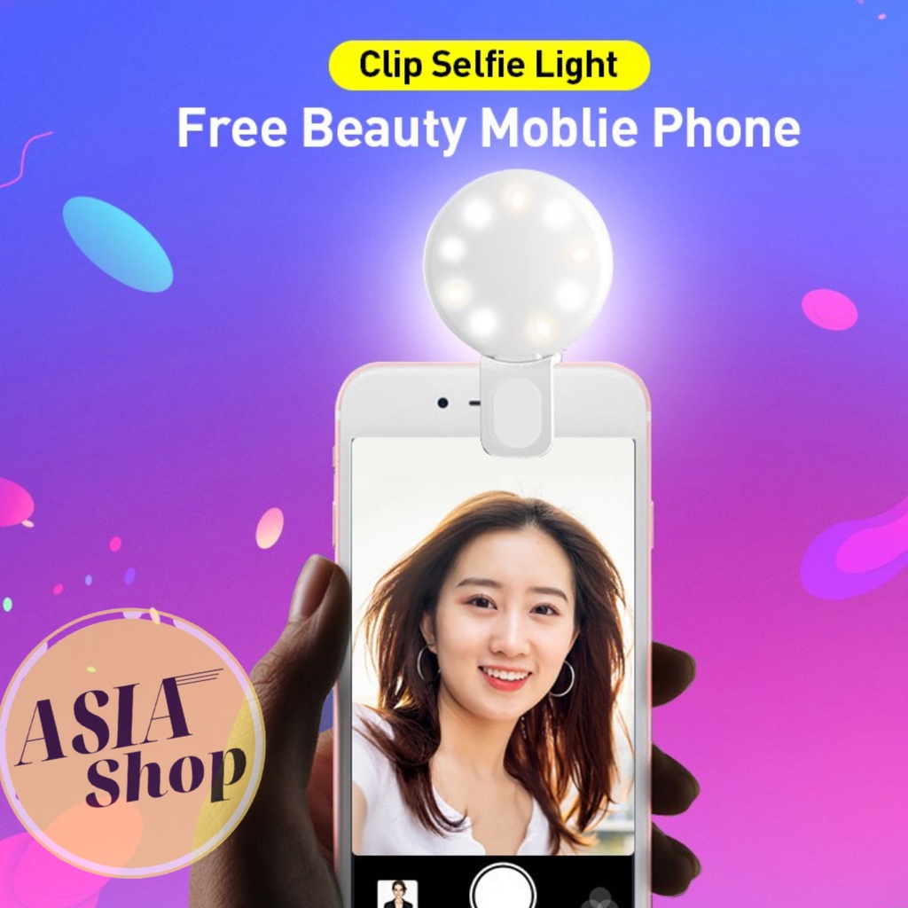 Mini Q Selfie Ring Light Portable Flash LED USB Clip Mobile Phone Fill Lamp Bentuk Cincin Jepit