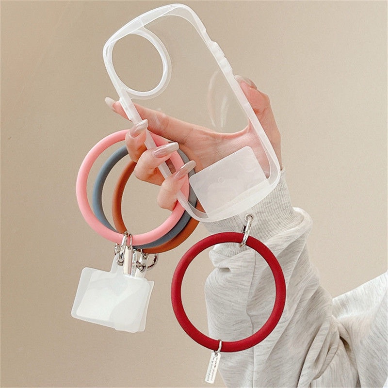 Tali Lanyard Anti Hilang Bahan Silikon Warna Macaron Untuk Gantungan Kunci / Handphone Universal