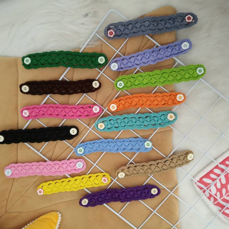 Grosir (SSC) [Gudekor] Konektor Masker Hijab Bahan Rajut 18cm Unik dan Handmade By Gudekor Premium