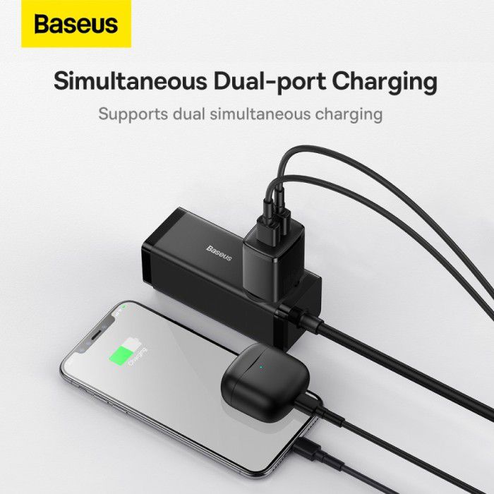 Baseus Compact Adapter Dual USB Port 10.5W - Mini Dual EU Plug Adapter - Recommended for ACC - Garansi Resmi 6 Bulan