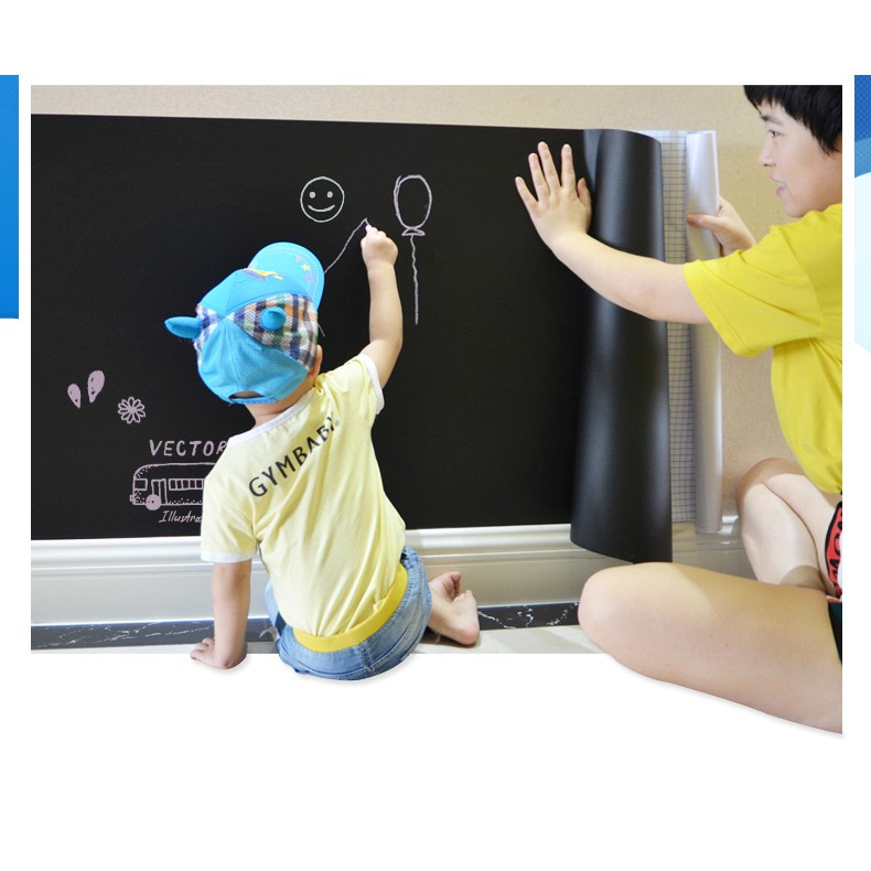 

Papan Tulis Hitam Stiker Mainan Anak Blackboard Sticker Wallpaper Putih Hijau 60 x 200 Free Kapur