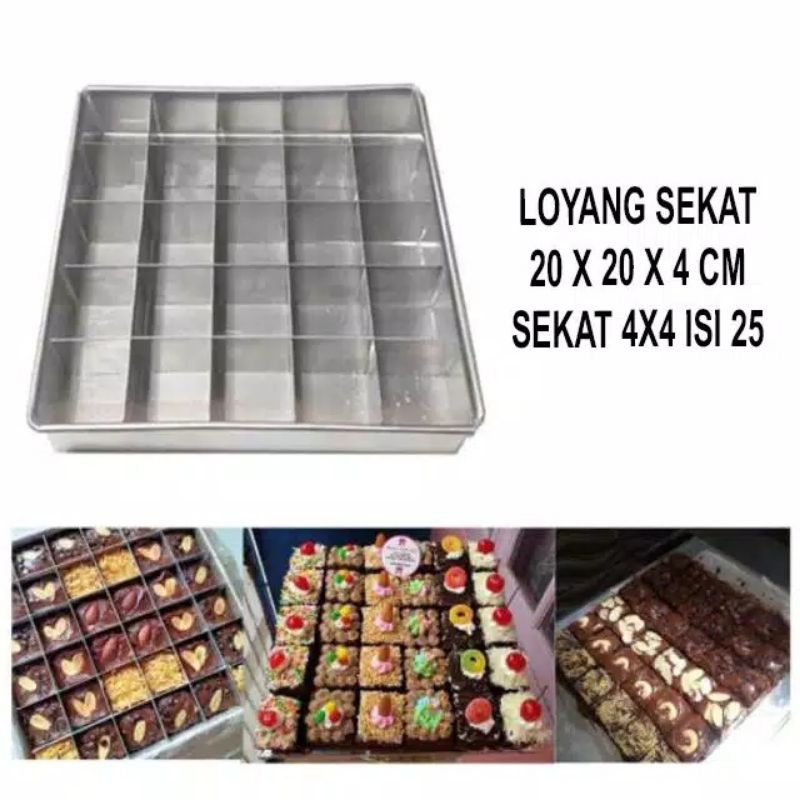 Loyang brownis sekat 20 x 20cm/Loyang bolu brownis/Loyang kue brownis