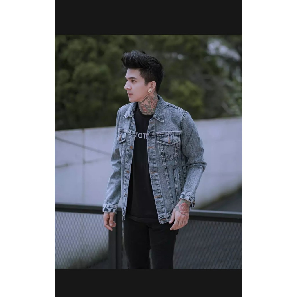 Jaket Denim Standar Pria Sanwash PREMIUM Bisa CODl Outerwear Cowok Cewe  Distro