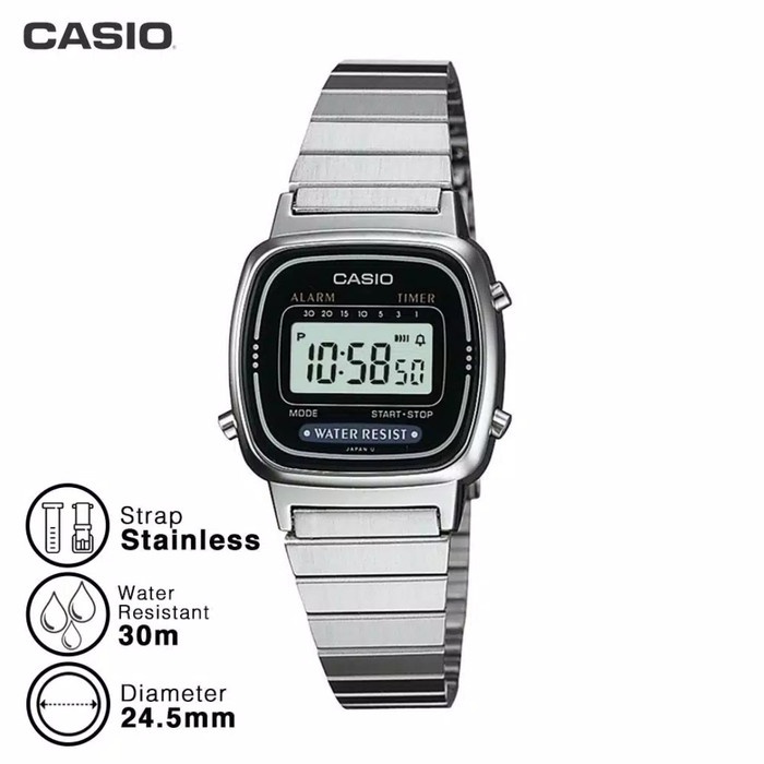 Jam Tangan Digital Wanita Casio Original Rantai LA-670WA-1