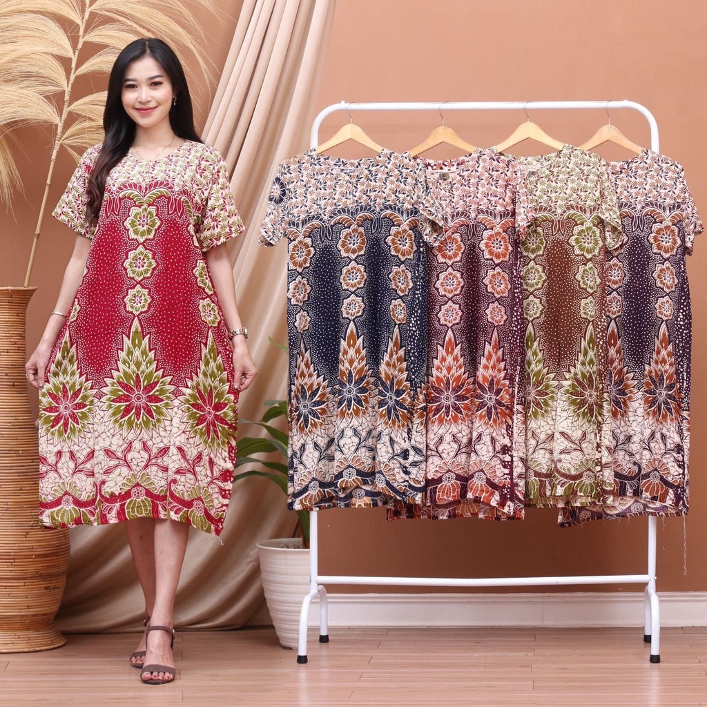 Daster Kencana Ungu Batik - Daster Busui LD 105 - Atasan Wanita - Batik Motif Abstrak Kekinian-Toraja