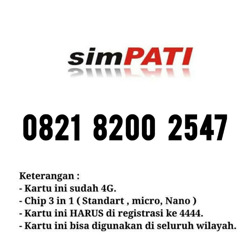 nomor cantik telkomsel simpati hoki bugis 2547 angka rapi 0821 8200 2547