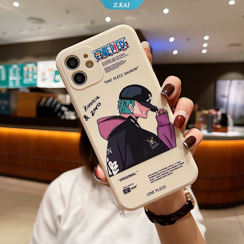 Soft Case Silikon Motif Kartun One Piece ZORO Ace Untuk iPhone 13 12 6 7 8 Plus 11 Pro MAX