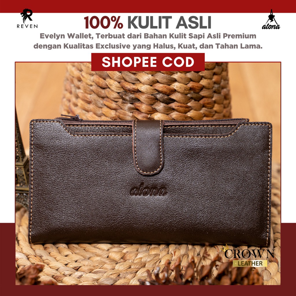 Dompet Panjang Kulit Wanita Alona Evelyn Wallet Branded Original Kulit Sapi Asli Premium