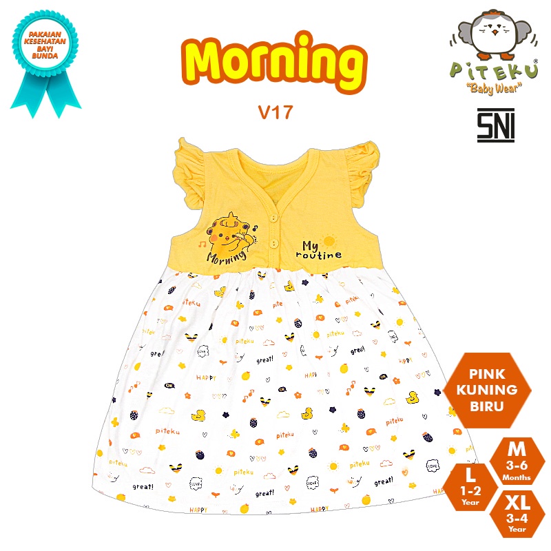 DRESS LENGAN KUTUNG ROUTINE V2 ROK V17 3-4Y