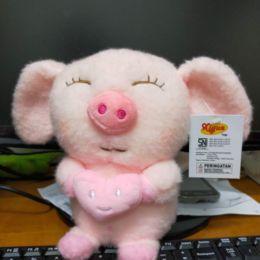 Boneka Pig Babi Sayap Hati Mini 20CM Impor Sovenir