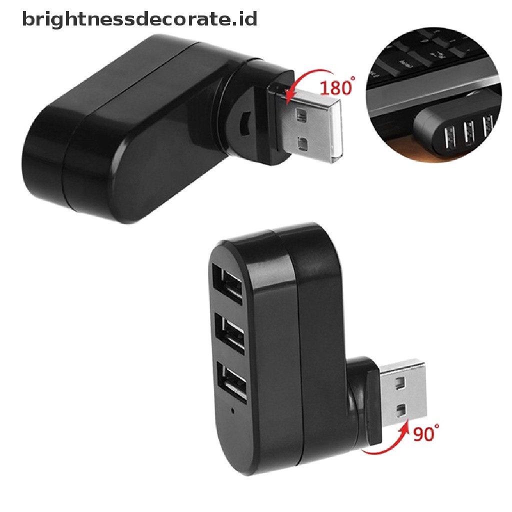 Adapter Splitter Hub 3 Port Usb 2.0 Dapat Diputar Untuk Notebook / Tablet