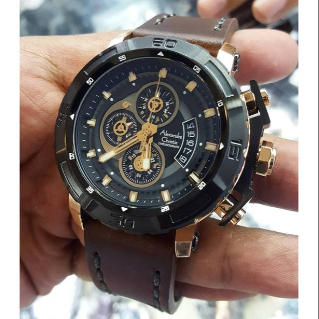 JAM TANGAN PRIA ALEXANDRE CHRISTIE AC 6439 BLACK ROSEGOLD ORIGINAL GARANSI RESMI ALEXANDER CHRISTIE