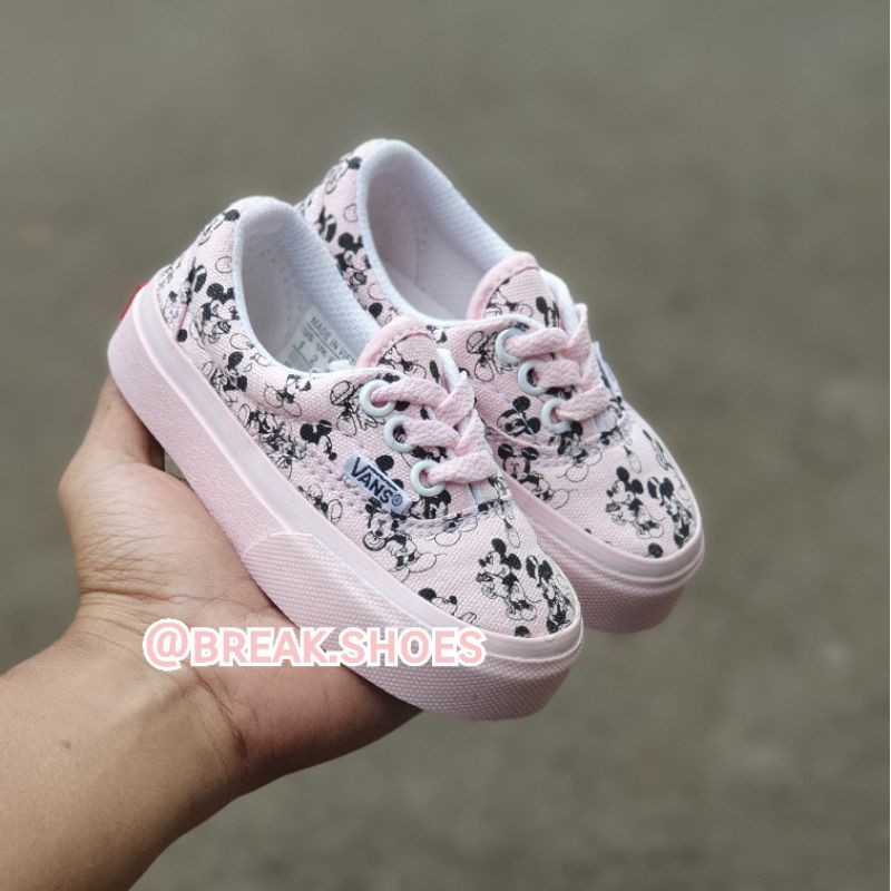 Sepatu anak vns autentik tali / slip on snoopy pink