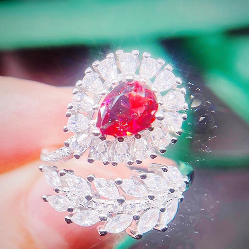 Cincin Batu Ruby Merah Darah Merpati Simulasi Untuk Wanita