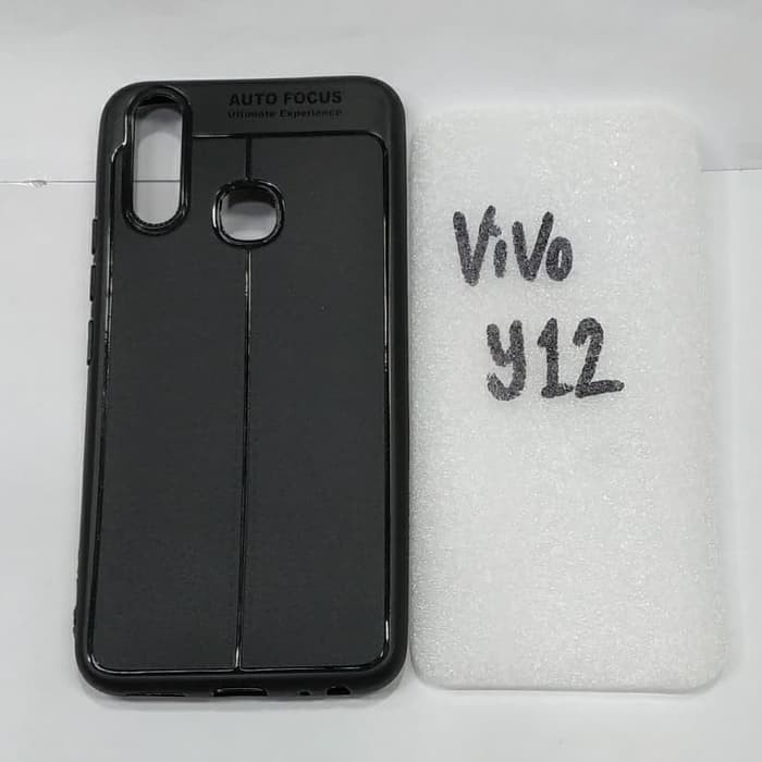 VIVO Y12 softcase auto focus silikon karet hitam mantap murah