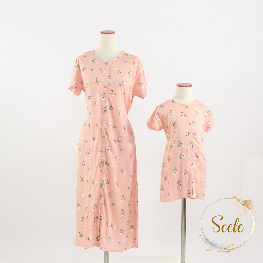 Dress Couple Ibu dan Anak A line Katun Rayon