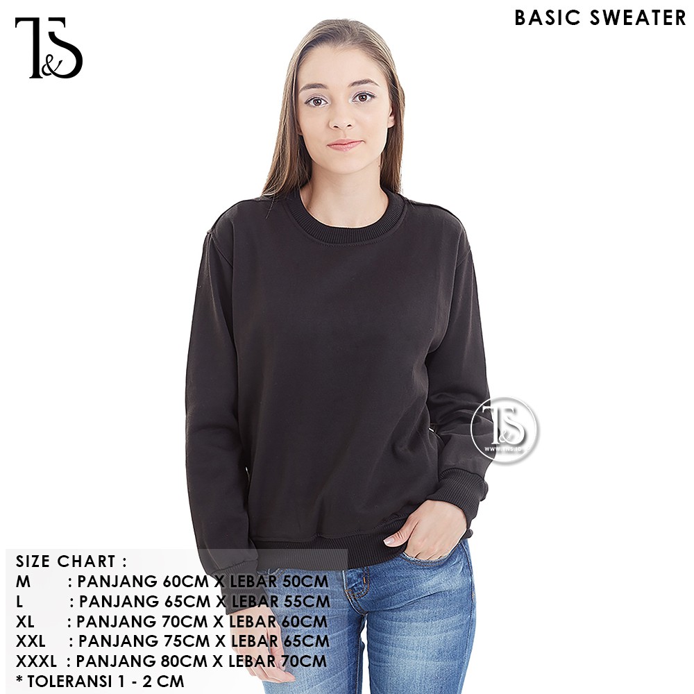 SWEATERPOLOSID Basic Sweater Hitam Wanita M Xxxl Polos 