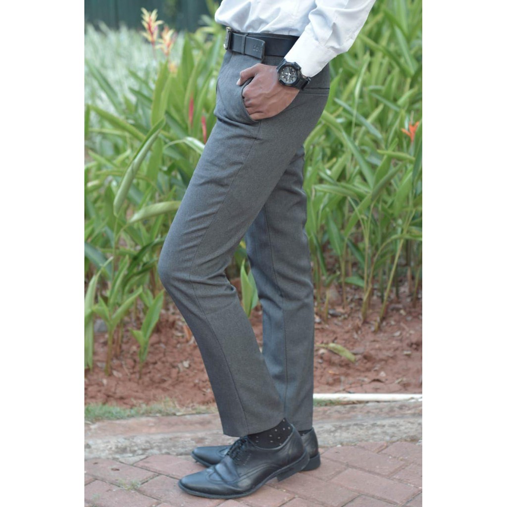 Lesta Langgeng - Celana Formal Pria - Slimfit - Abu Abu Gelap - Kain Gabardine - 27-38 ATEX