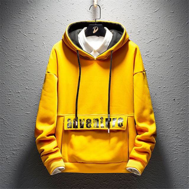 JAKET HOODIE COWOK/JAKET DISTRO PRIA DESAIN TERBARU COMBINASI HITAM KUNING M,L,XL,2XL,3XL,4XL,5XL