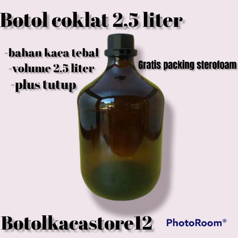 botol kaca 2,5 liter botol coklat botol koleksi
