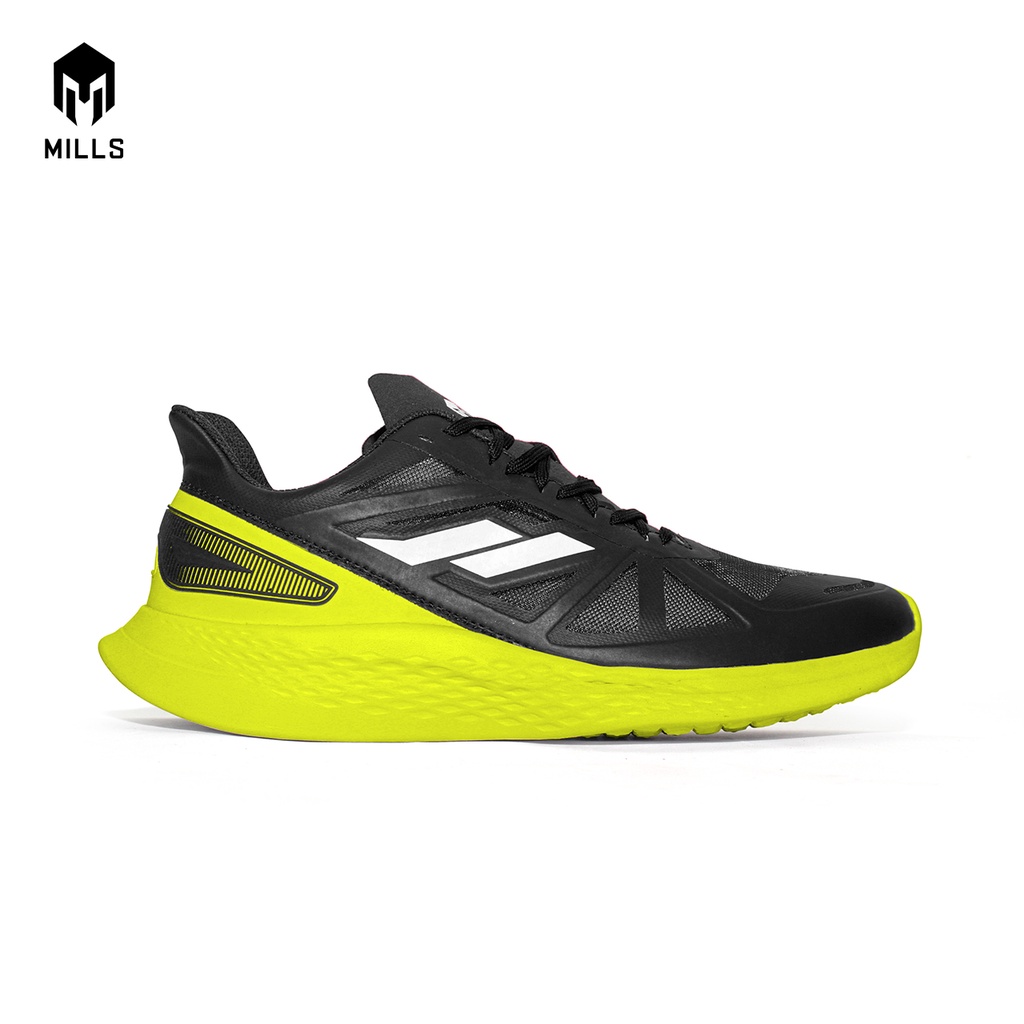 Sepatu Lari - Sepatu Running -MILLS - Sepatu Olahraga Treximo Saga Black/Neon Green 9100301 - FX