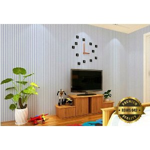 Wallpaper Sticker Dinding Garis garis Biru Limited